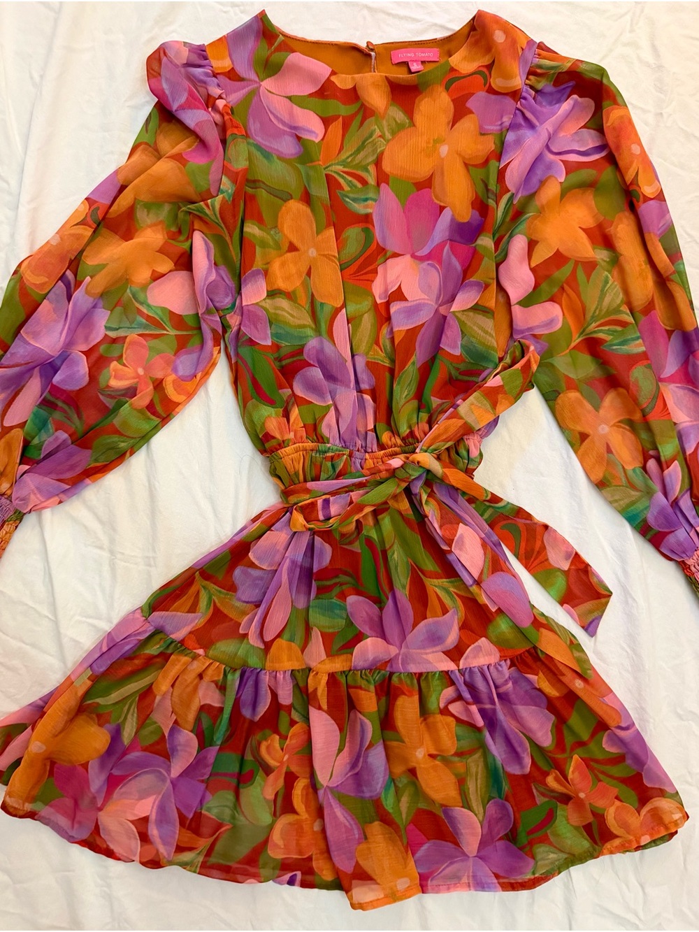 Flying Tomato Orange & Green Floral Sundress